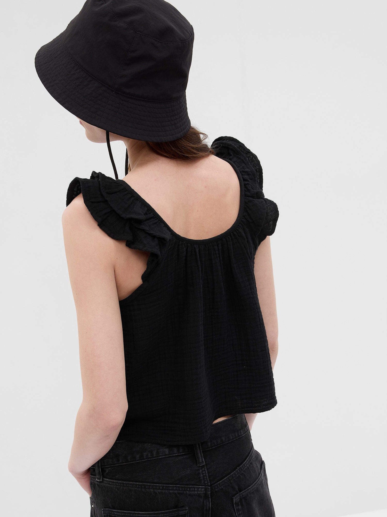Crinkle Gauze Ruffle Tank Top | Gap