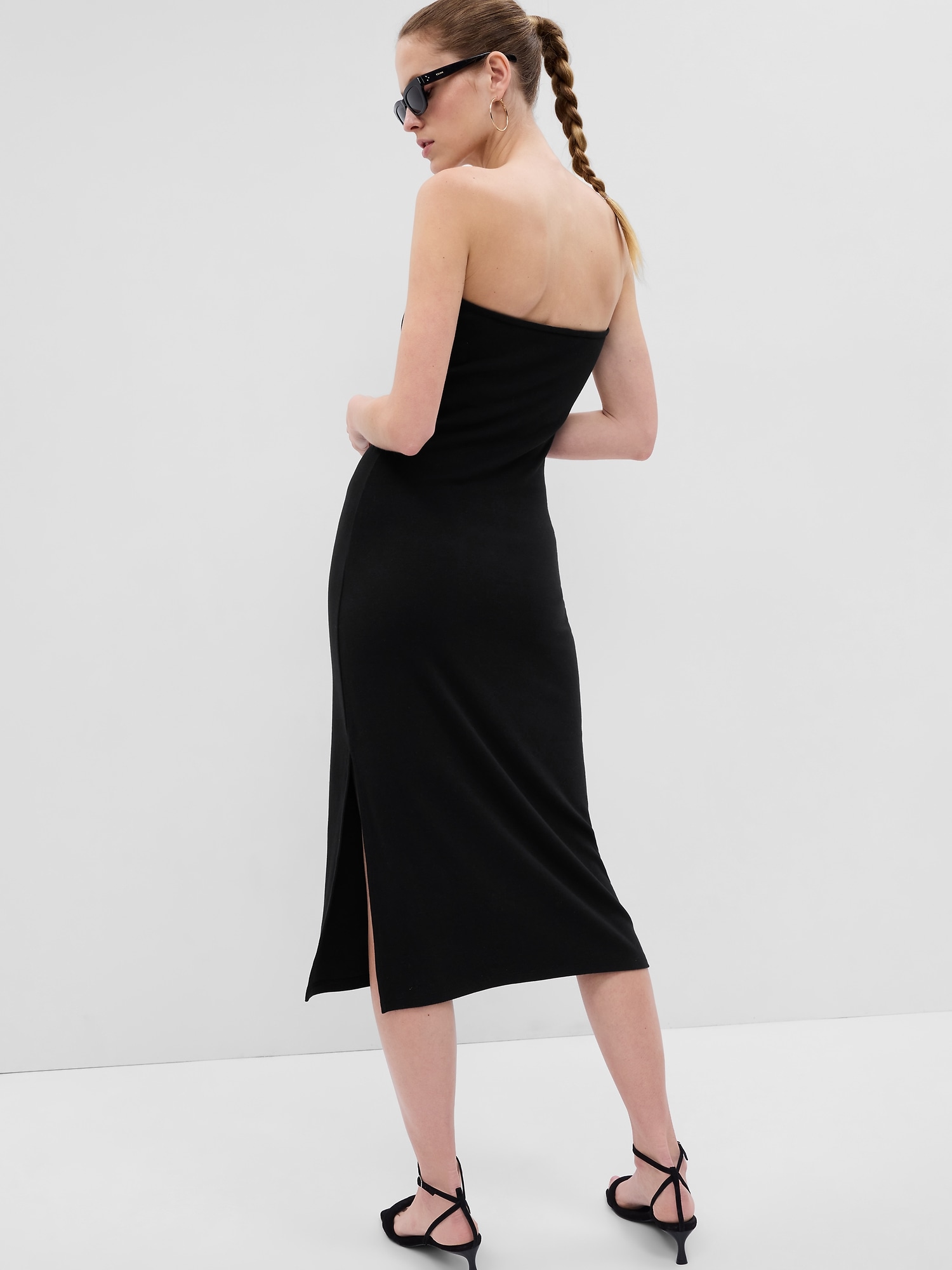 Modern Strapless Split-Hem Midi Dress | Gap