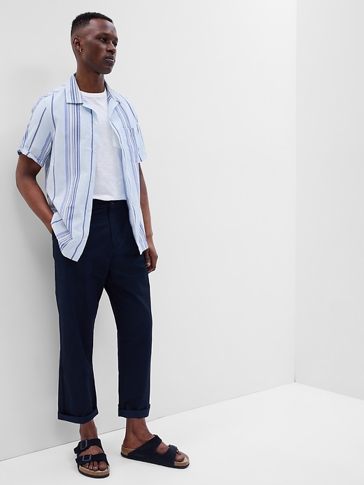 1 of 8 showing, with the color SERENE BLUE of product Crinkle Gauze Vacay Shirt