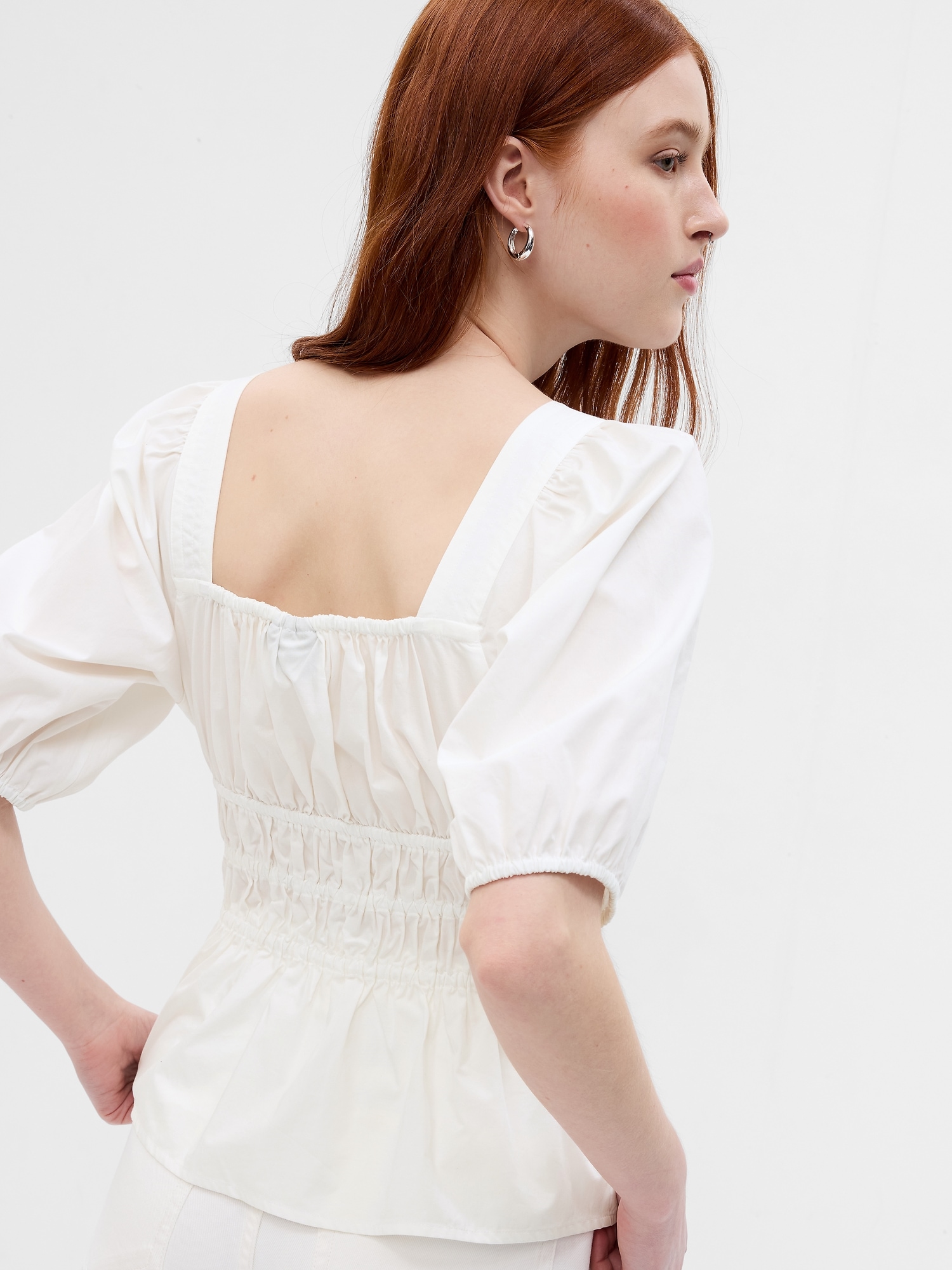 Puff Sleeve Cinched Waist Top | Gap