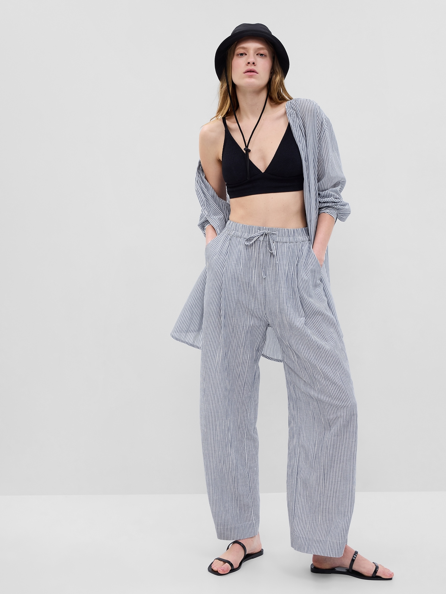 Buy Gap Crinkle Gauze Wide Leg Cotton Trousers from the Gap online shop