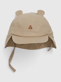 Gap Baby Linen-cotton Brannan Bear Hat In Khaki Beige