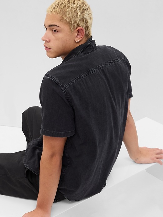 2 of 8 showing, with the color washed black of product Denim Shirt with Washwell
