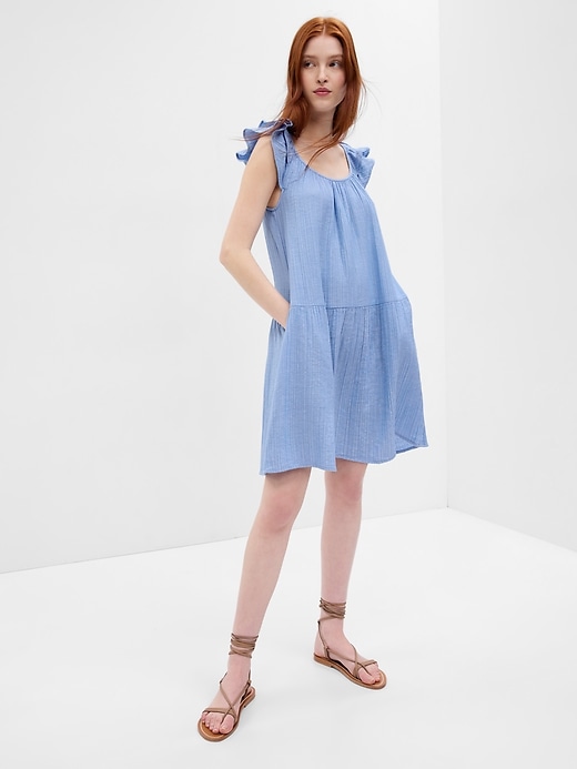 knee length dresses for ladies Crinkle Gauze Mini Swing Dress — GAP (International) main image 1