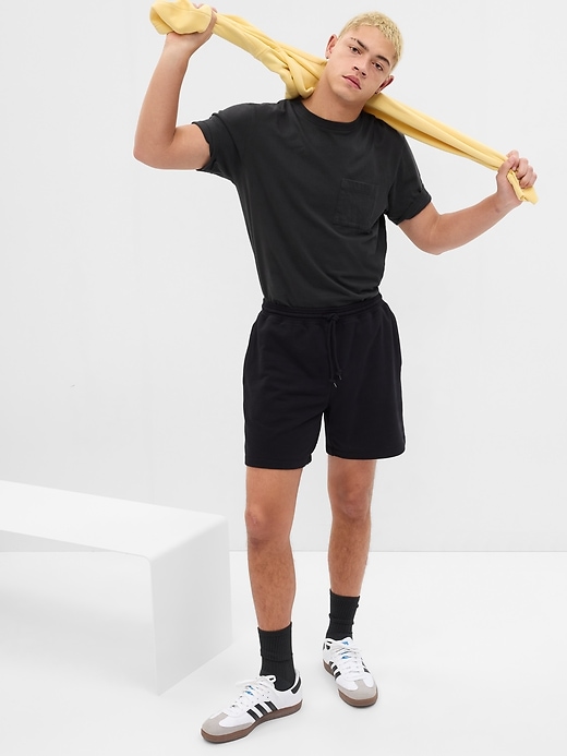 1 of 8 showing, with the color true black of product 7" French Terry Shorts with E-Waist