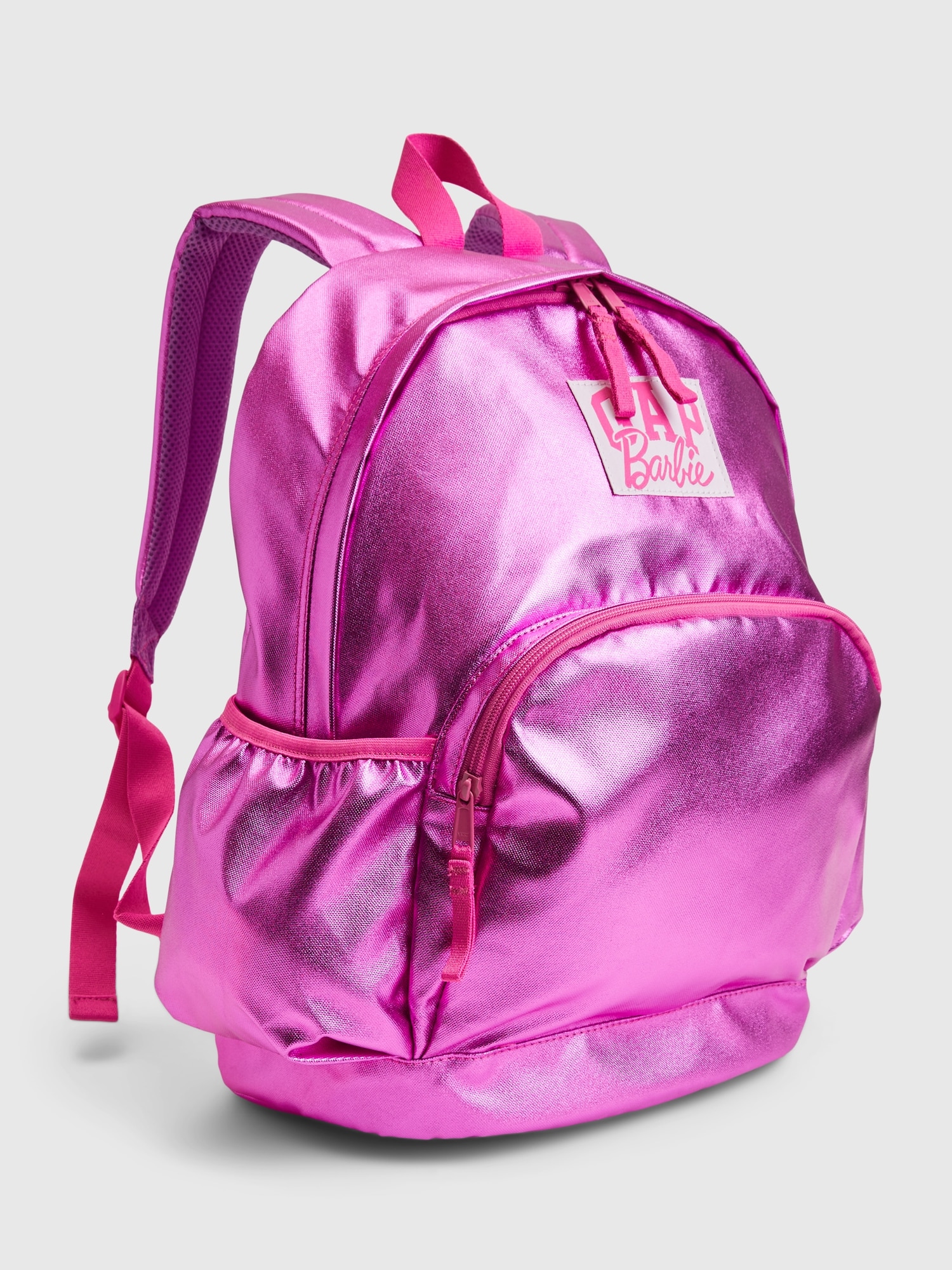 Gap &#215 Barbie&#153 Kids Recycled Arch Logo Metallic Backpack pink. 1