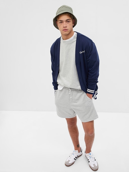 1 of 8 showing, with the color light heather gray of product 7" French Terry Shorts with E-Waist