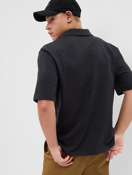 2 of 8 showing, with the color black of product French Terry Polo Shirt