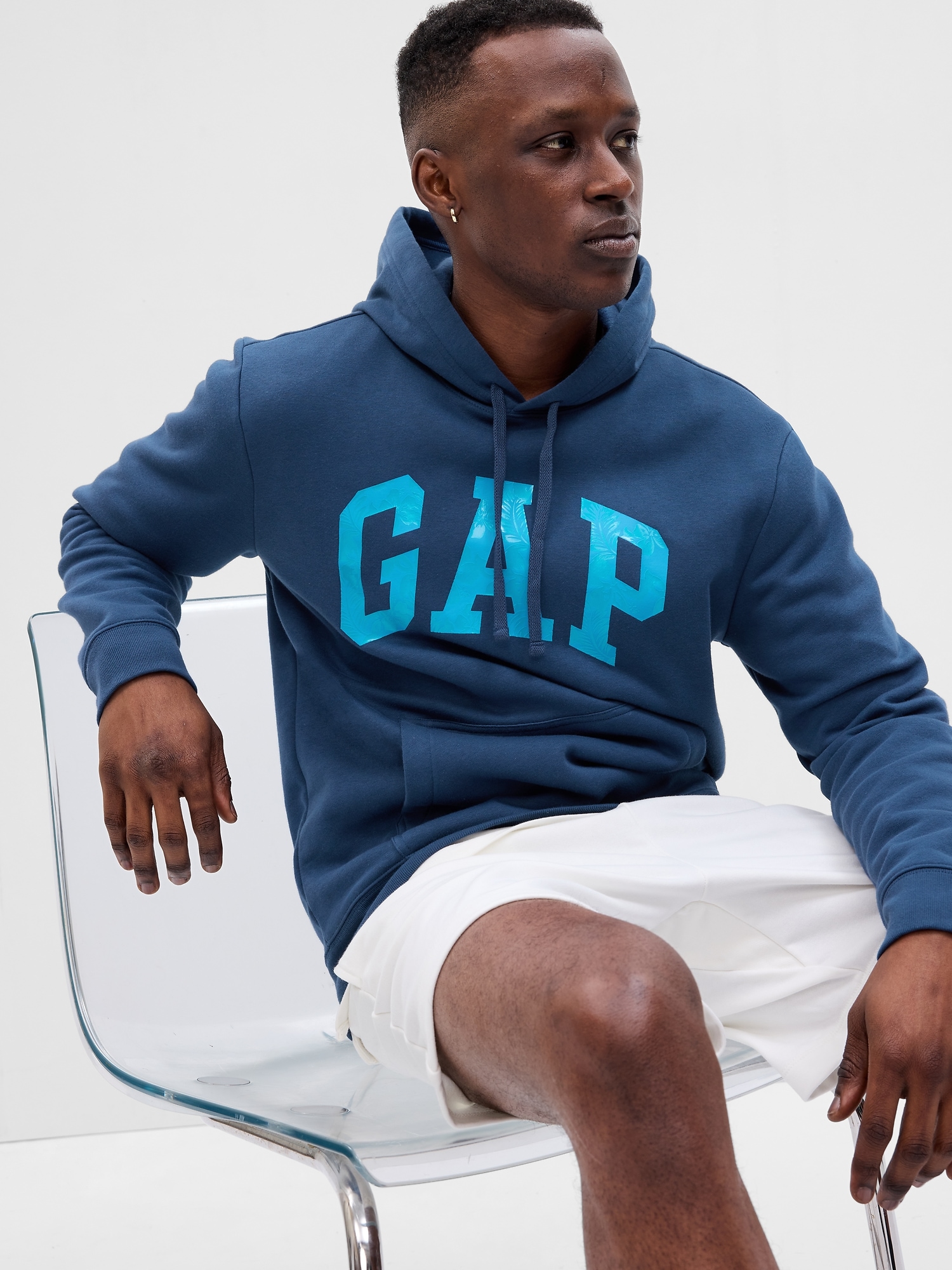 Gap Tropical Gap Arch Logo Hoodie blue. 1