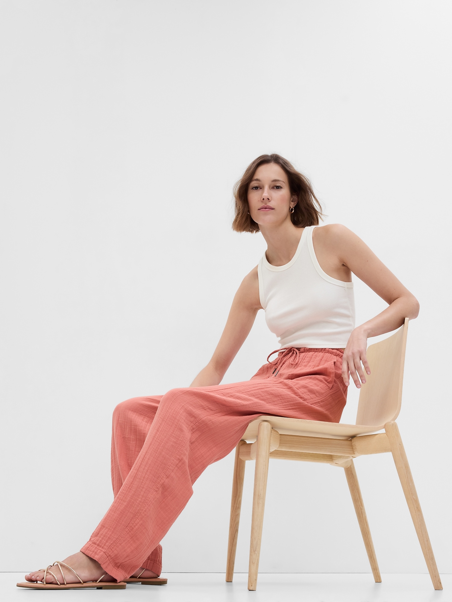 Gap Crinkle Gauze Pants In Desert Sand Pink ModeSens