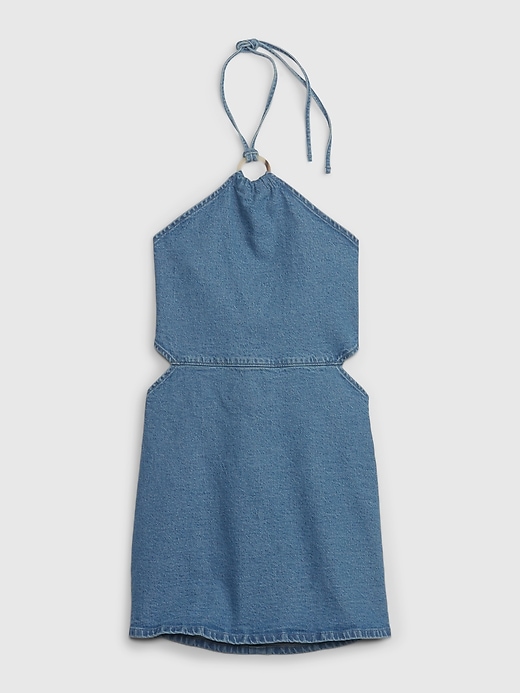 Image number 4 showing, Denim Cutout Halter Mini Dress