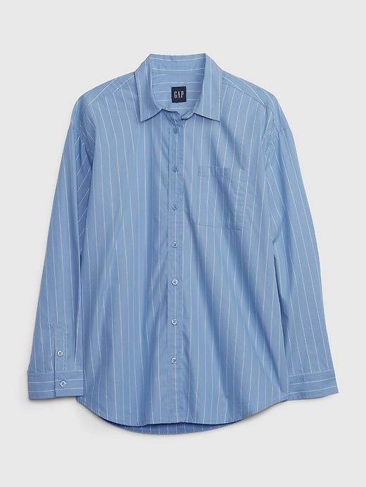 Image number 4 showing, Organic Cotton Oversized Stripe Poplin Shirt