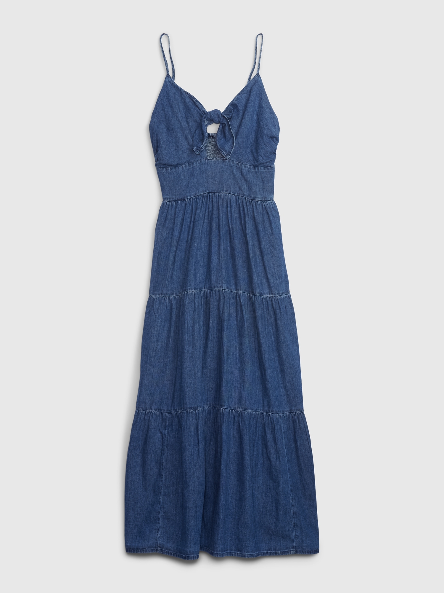 TieFront Tiered Denim Maxi Dress Gap
