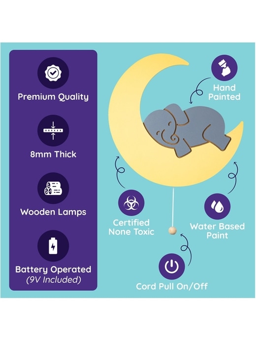 Image number 3 showing, LumiDreams Wall Light Elephant on Moon