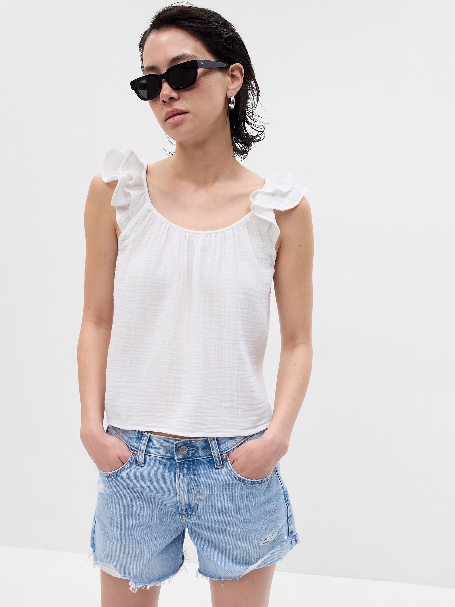 The Ruffle Tank Top | White