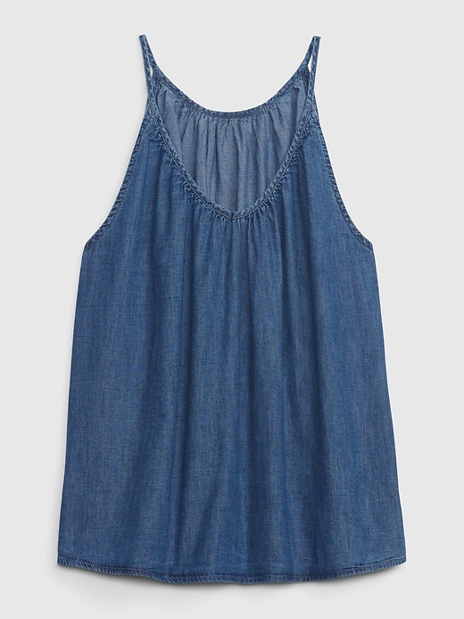 Image number 6 showing, 100% Organic Cotton Denim Halter Tank Top with Washwell