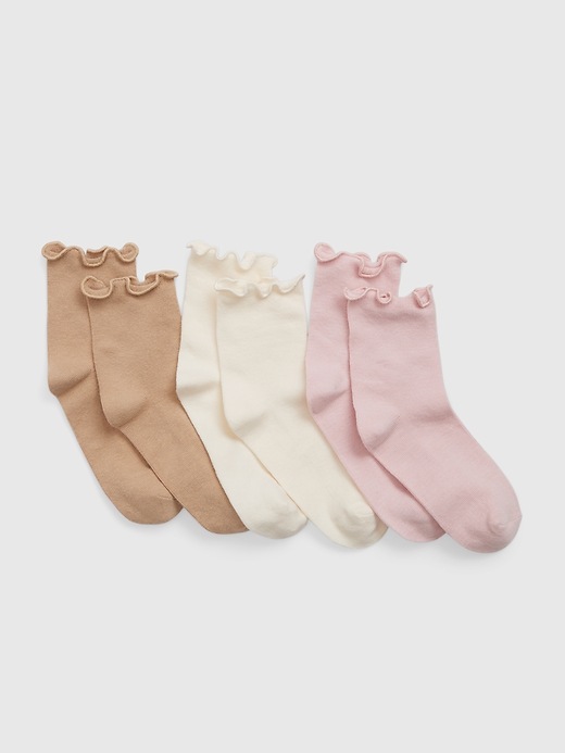 1 of 8 showing, with the color multi of product Kids Lettuce Trim Crew Socks (3-Pack)