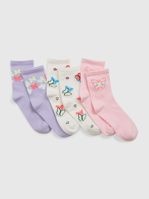 View large product image 1 of 1. Kids Butterfly Crew Socks (3-Pack)