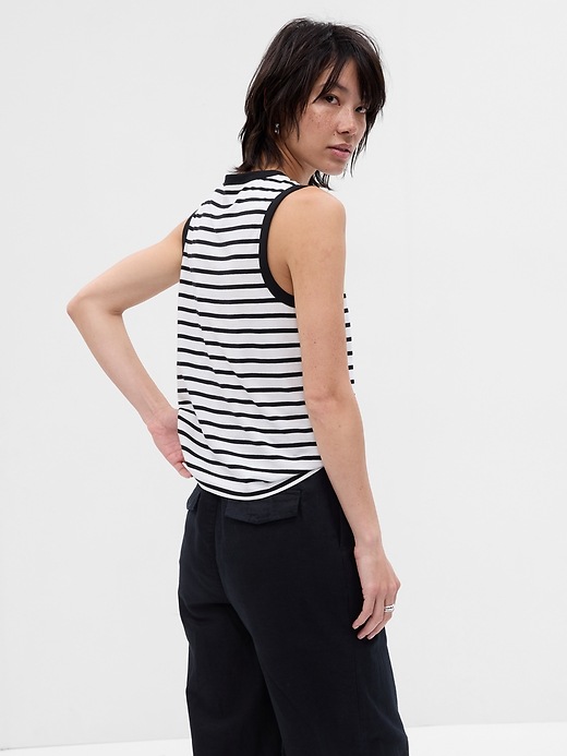 2 of 8 showing, with the color black & white stripe of product Organic Cotton Vintage Shell Tank Top