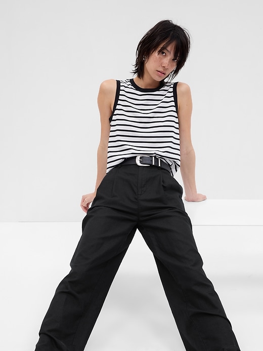 1 of 8 showing, with the color black & white stripe of product Organic Cotton Vintage Shell Tank Top