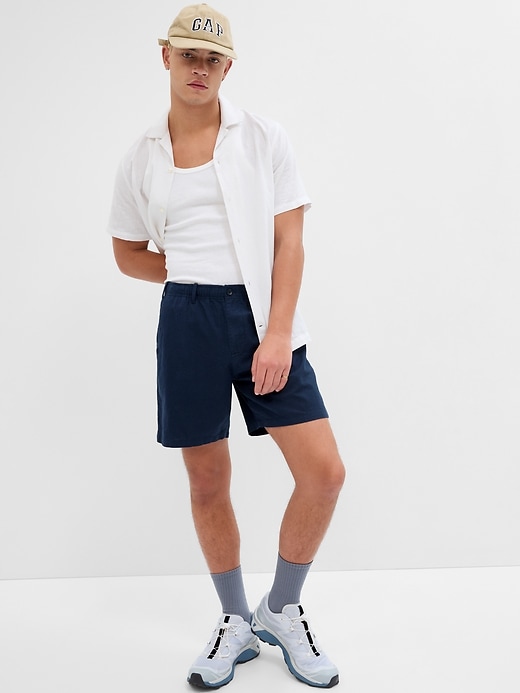 Image number 1 showing, 7" Linen-Cotton Shorts