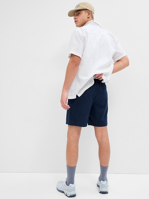 2 of 8 showing, with the color new classic navy of product 7" Linen-Cotton Shorts
