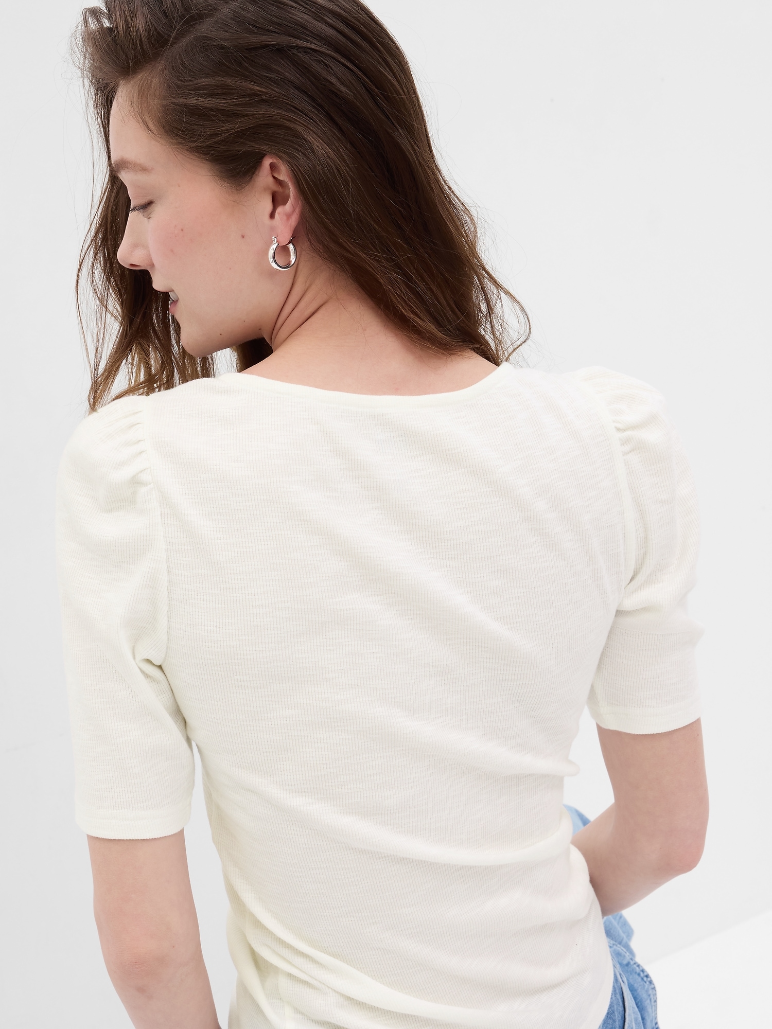 Essential Rib Puff Sleeve T-Shirt | Gap