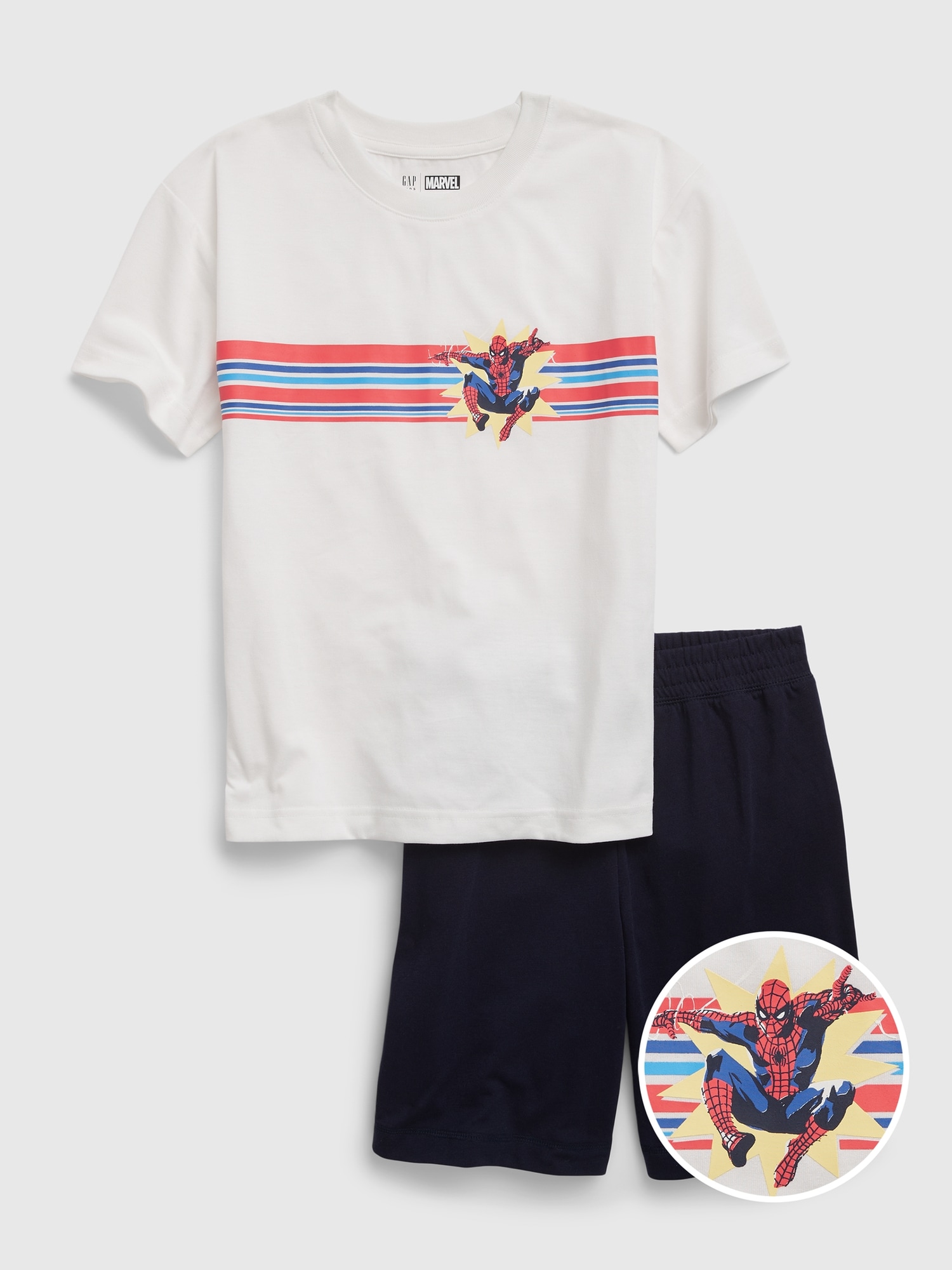 Gap Kids &#124 Marvel 100% Recycled Spider-Man PJ Shorts Set white. 1