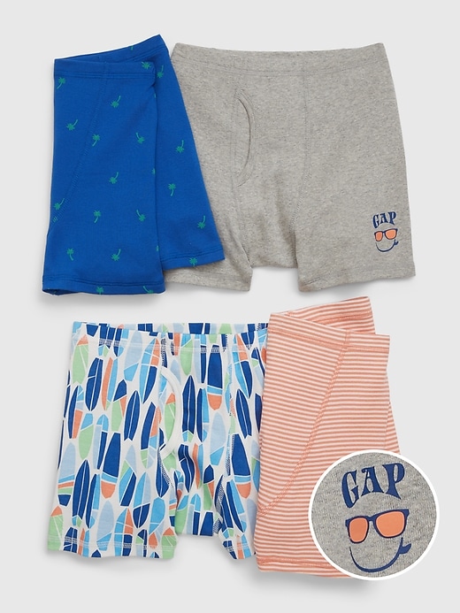1 of 8 showing, with the color paradise peach of product Kids 100% Organic Cotton Gap Logo Boxer Briefs (4-Pack)