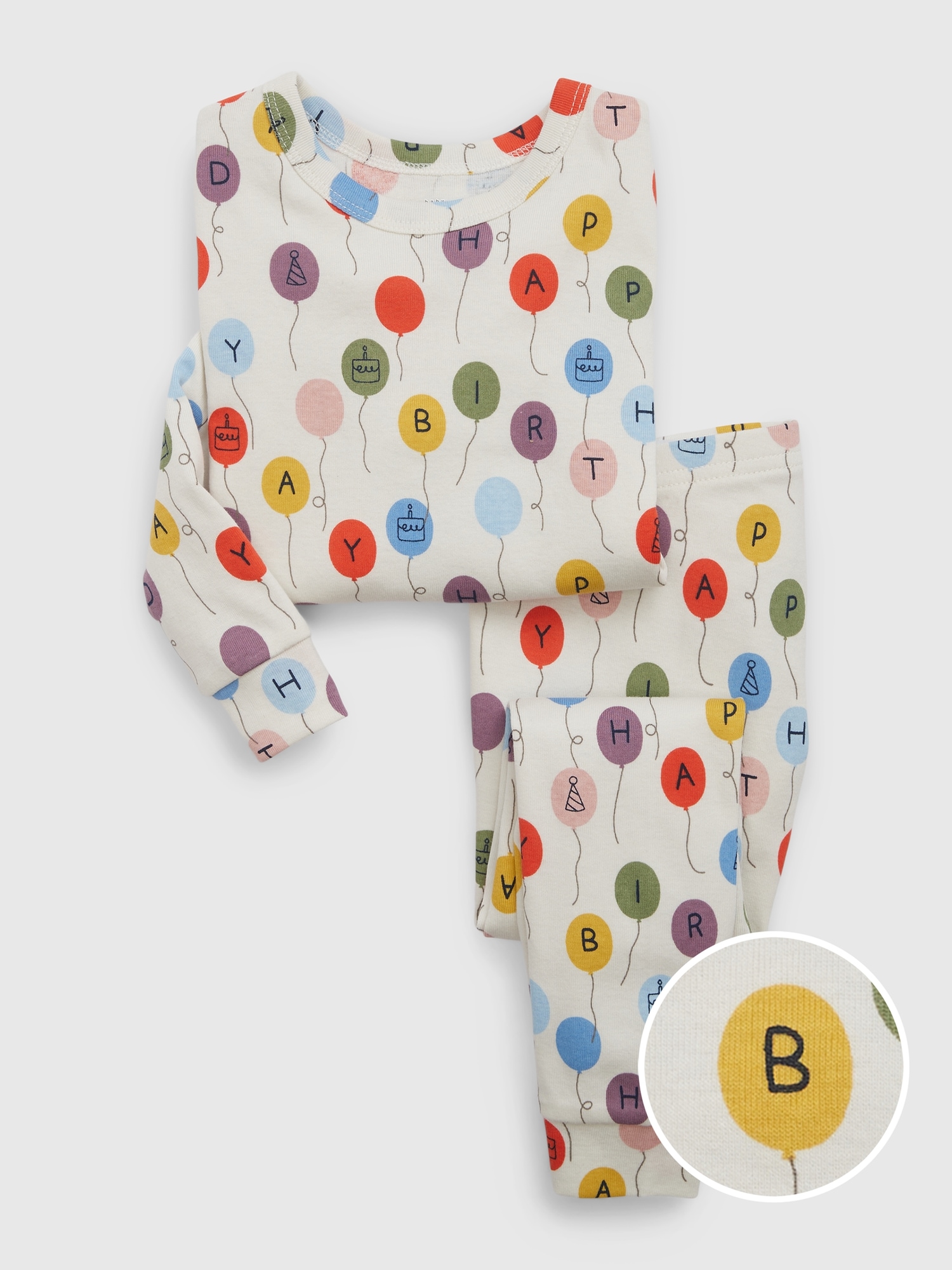 Gap Kids' Baby Organic Cotton Birthday Pj Set In Ivory Frost Beige