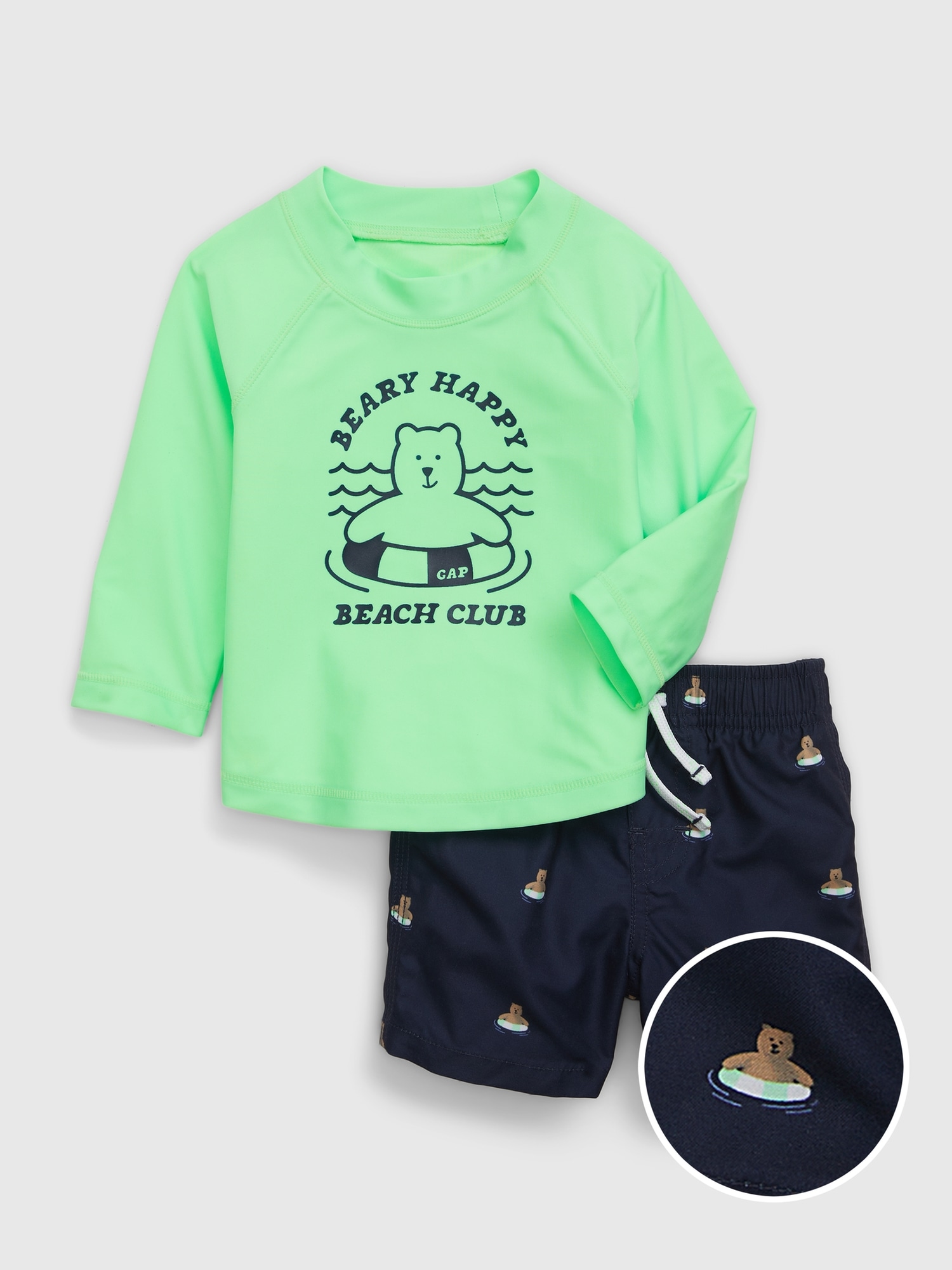 Gap Baby Rash Guard Swim Two-Piece green. 1