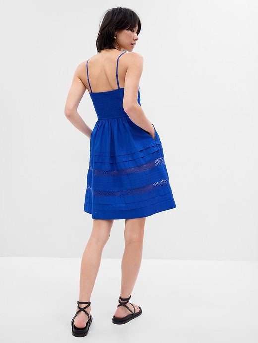 2 of 8 showing, with the color admiral blue of product Convertible Strapless Lace Mini Dress