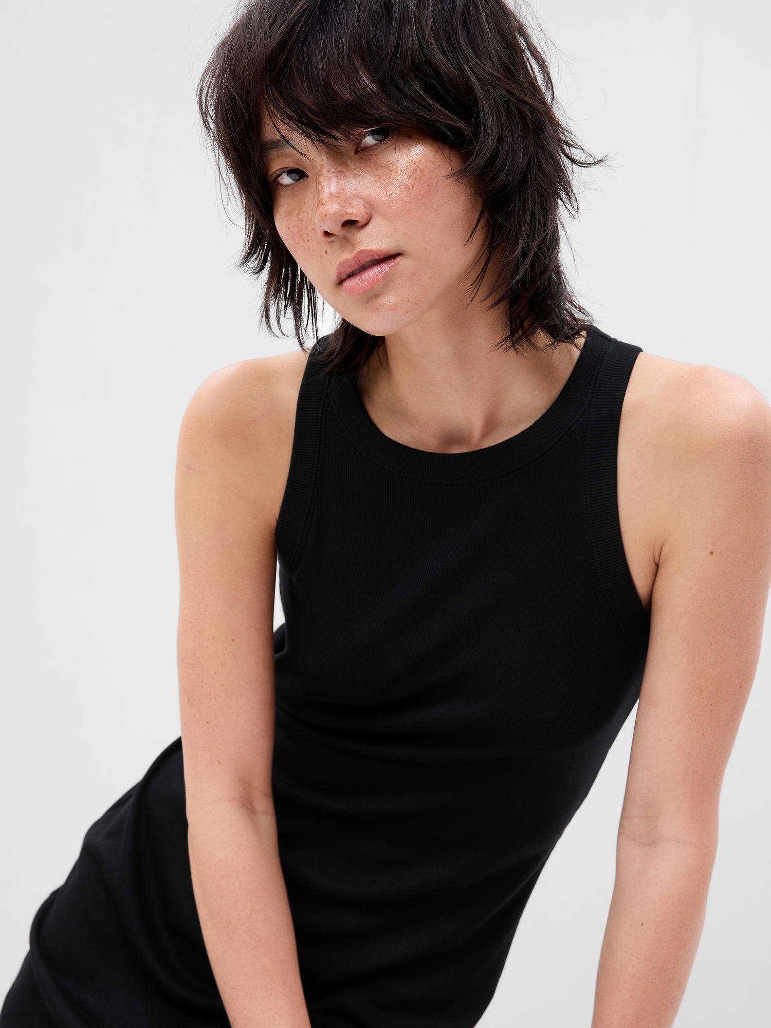 Rib Halter Tank Dress Gap