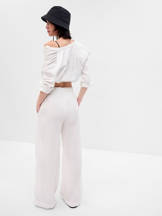 Image number 2 showing, Crinkle Gauze Wide-Leg Pants