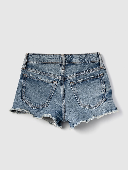 2 of 8 showing, with the color medium wash of product Kids High Rise Shortie Shorts