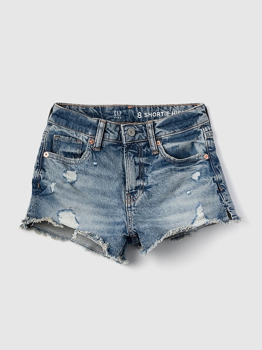 1 of 8 showing, with the color medium wash of product Kids High Rise Shortie Shorts