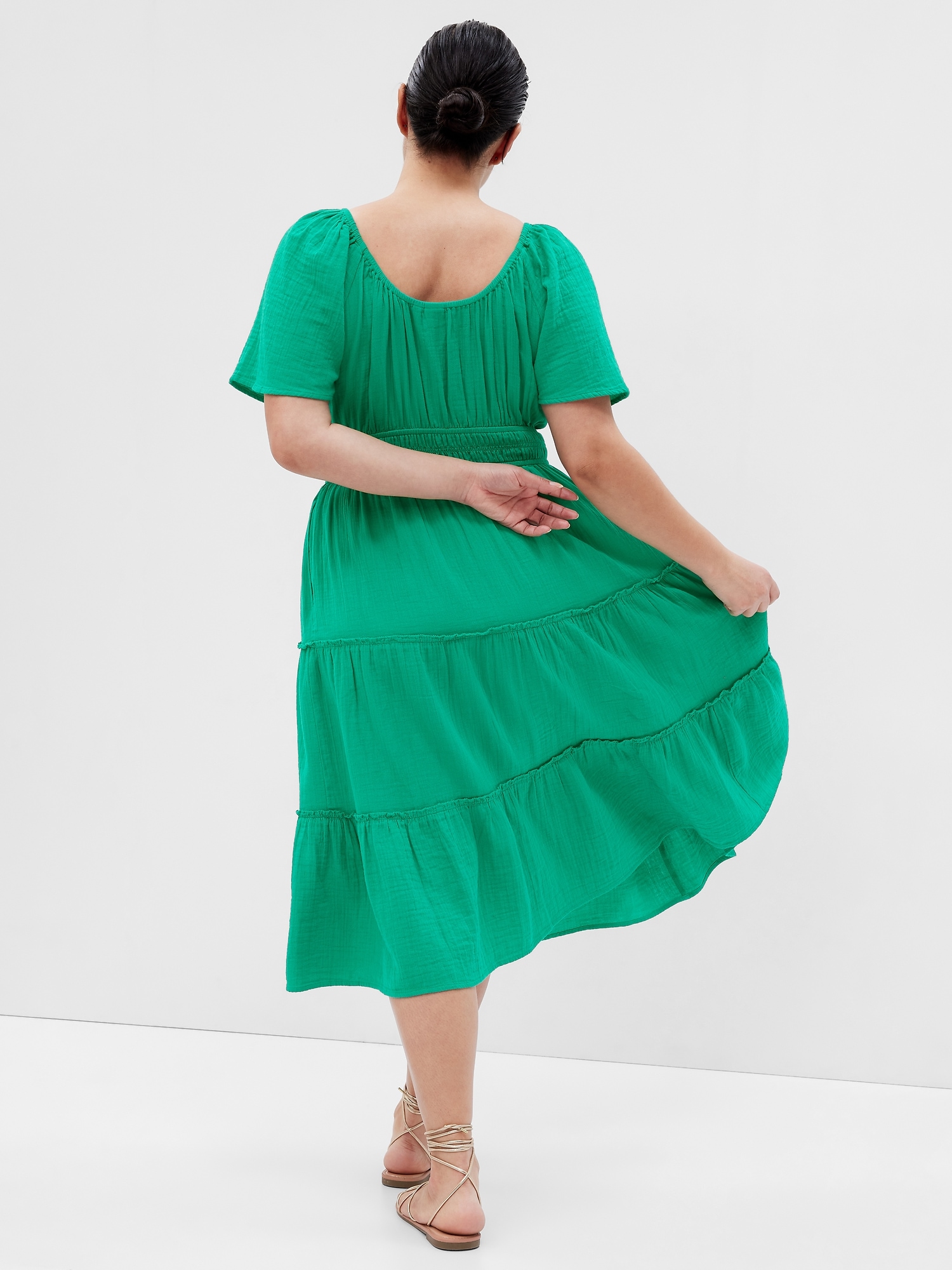 Crinkle Gauze Tiered Midi Dress Gap crinkle-gauze-tiered-midi-dress-gap