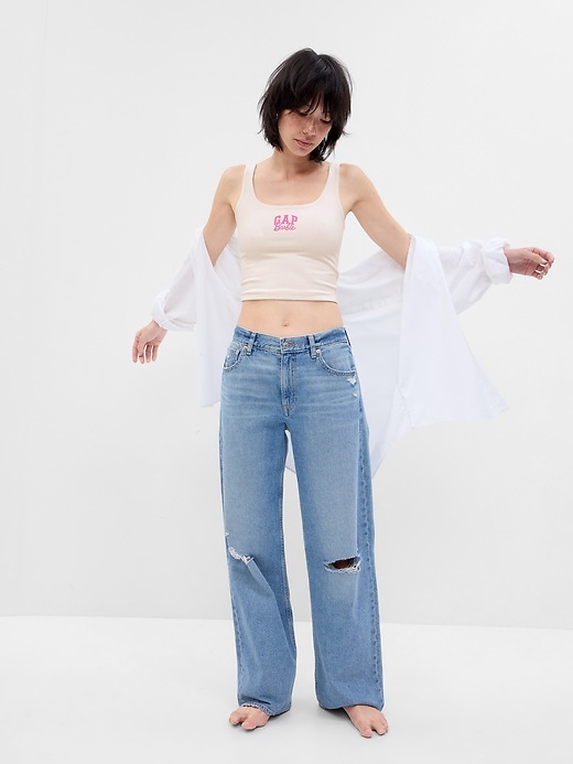Image number 1 showing, Gap &#215 Barbie&#153 Adult Arch Logo Cropped Tank Top