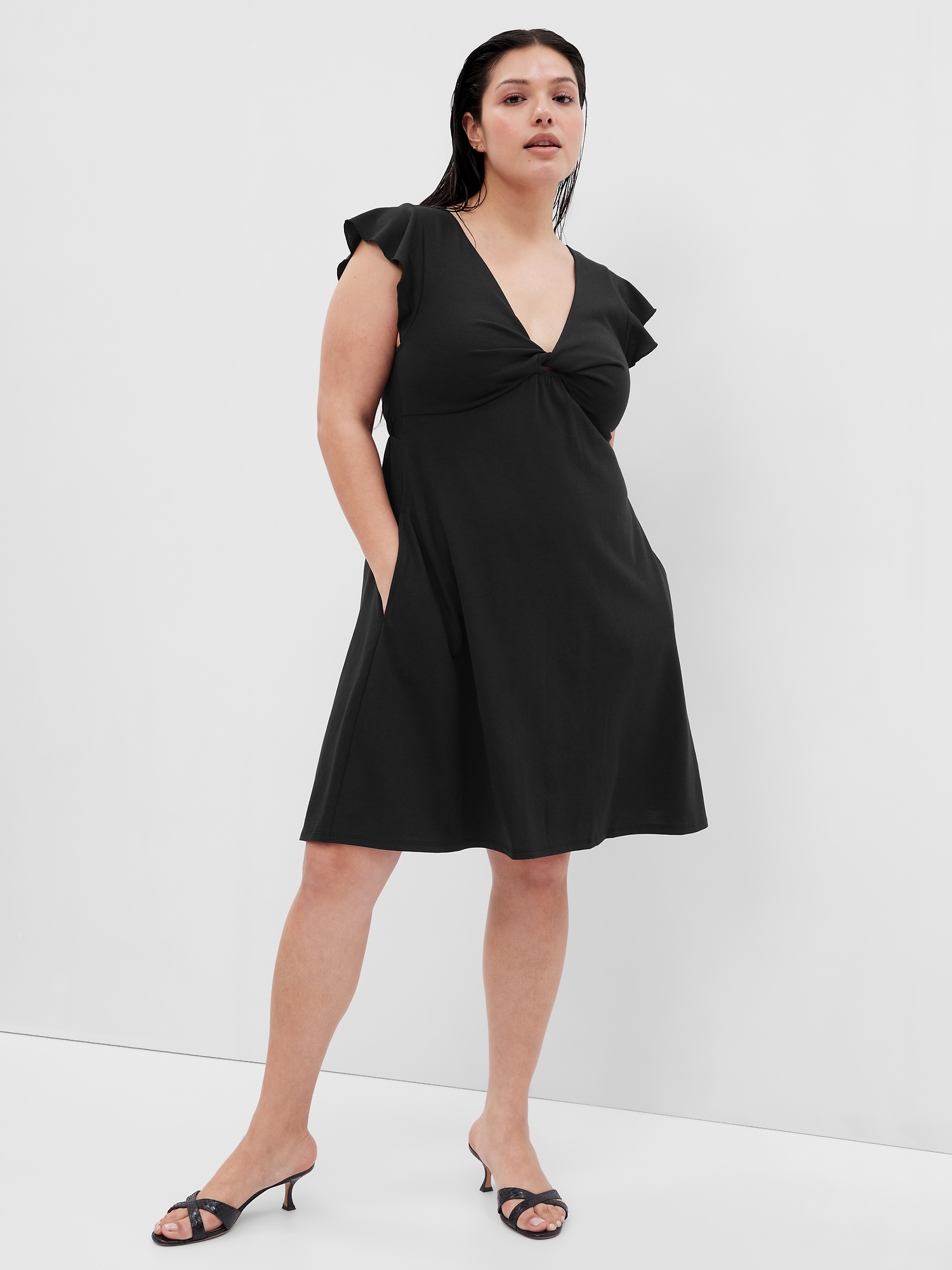 Flutter Sleeve Twist-Front Mini Dress | Gap
