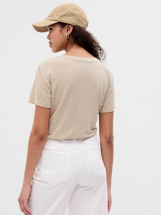 2 of 8 showing, with the color bedrock beige metallic of product Linen-Blend T-Shirt