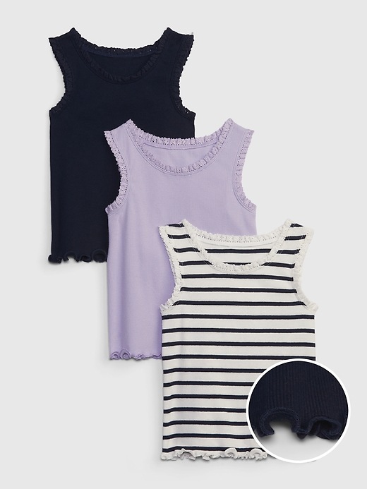 1 of 8 showing, with the color dark night blue of product Toddler Lace-Trim Tank Top (3-Pack)