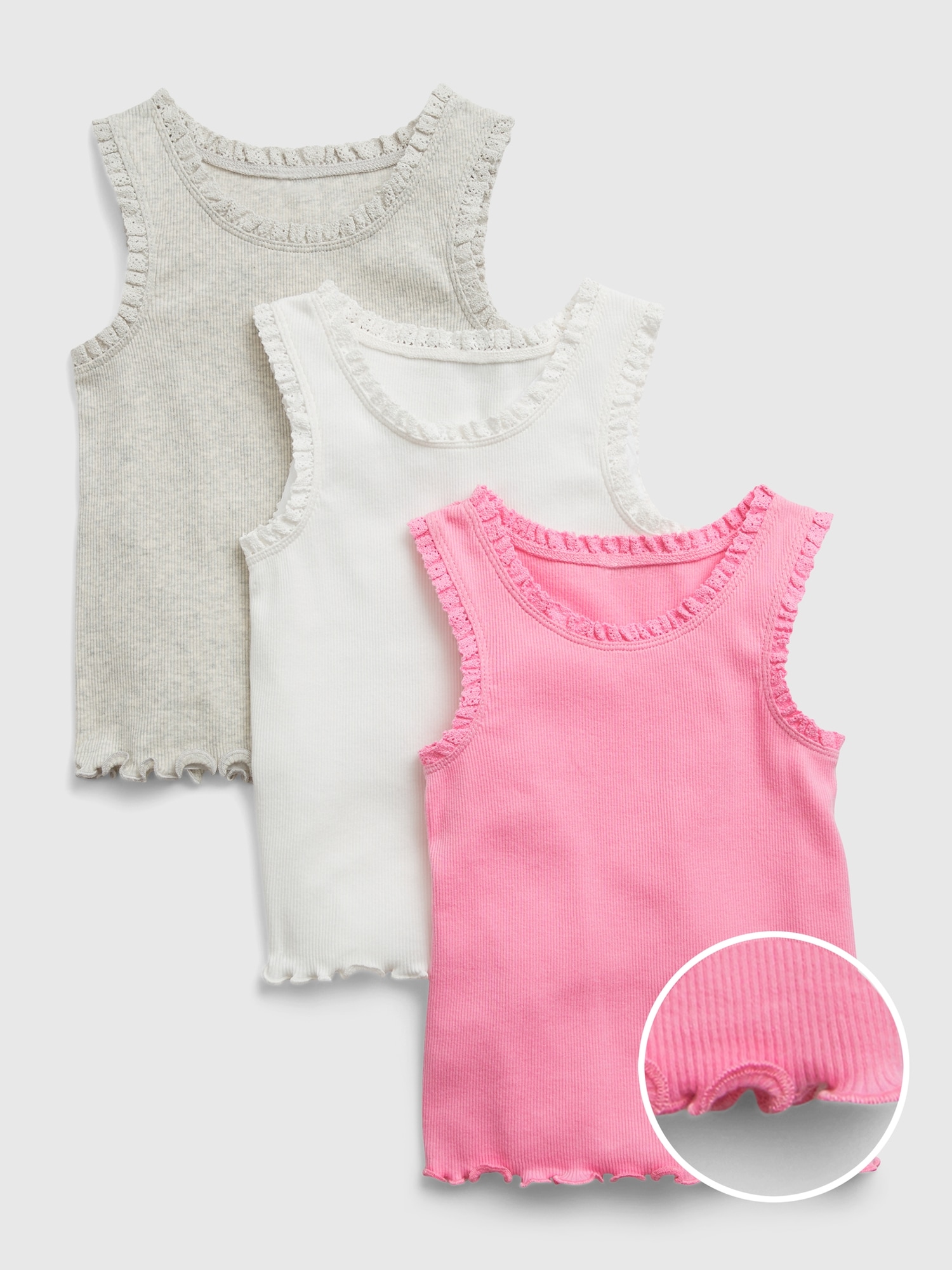 Gap Toddler Lace-Trim Tank Top (3-Pack) pink. 1