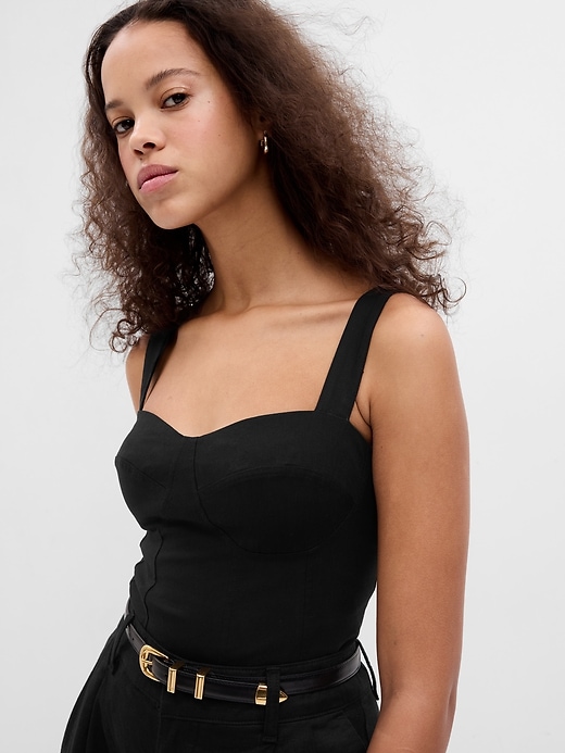 LinenBlend Corset Tank Top Gap