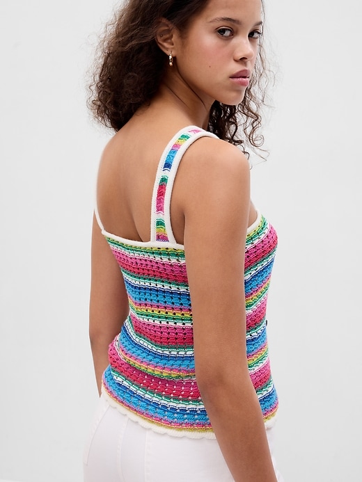2 of 8 showing, with the color multi color stripe of product Crochet Tank Top