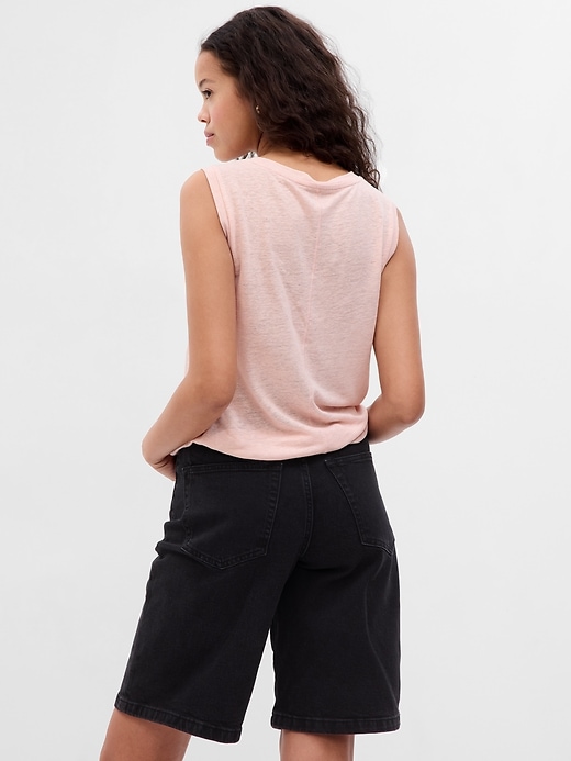 2 of 8 showing, with the color misty rose pink of product Linen-Blend Shell Tank Top