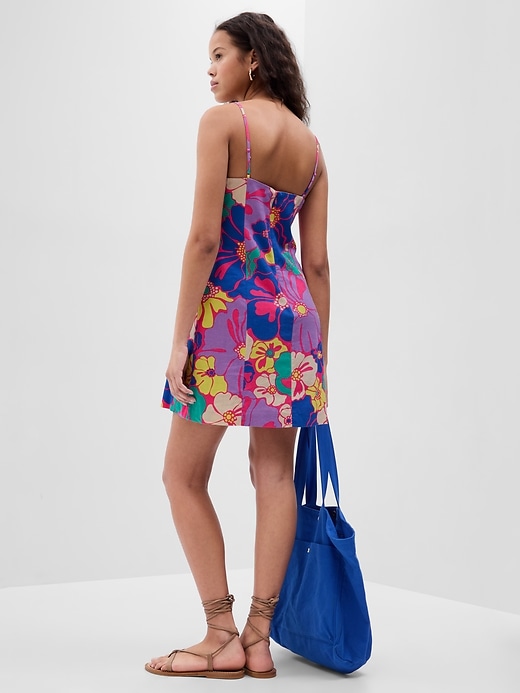 2 of 8 showing, with the color multi color floral of product Linen-Blend Mini Dress