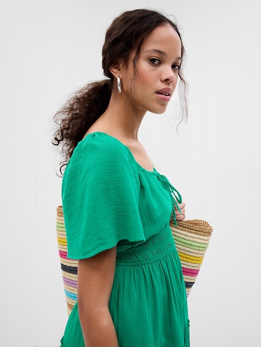 Crinkle Gauze Tiered Midi Dress | Gap