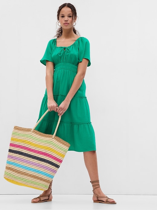Gap Dresses Online Solid A-Line Shirt Dress With Schiffili Sleeve Detail