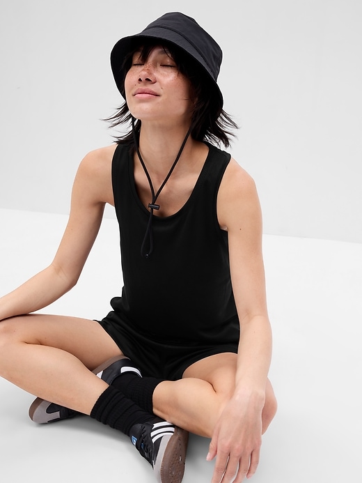 1 of 8 showing, with the color black of product GapFit Double-Knit Mesh Tank Top