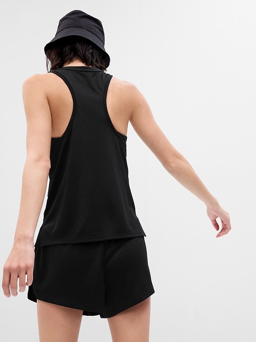 2 of 8 showing, with the color black of product GapFit Double-Knit Mesh Tank Top